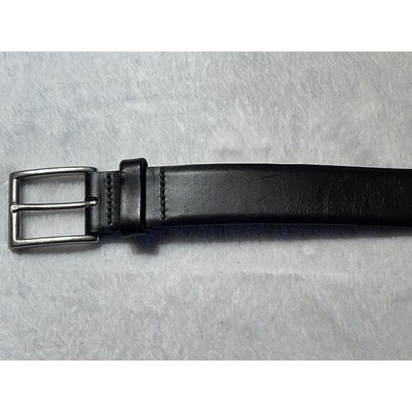 Eddie Bauer Mens 40 Black Genuine Leather Dress Belt Silver Gold Brass Buckle - Picture 12 of 15